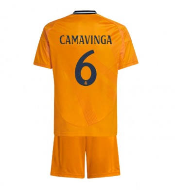 Real Madrid Eduardo Camavinga #6 Segunda Equipación Niños 2024-25 Manga Corta (+ Pantalones cortos)